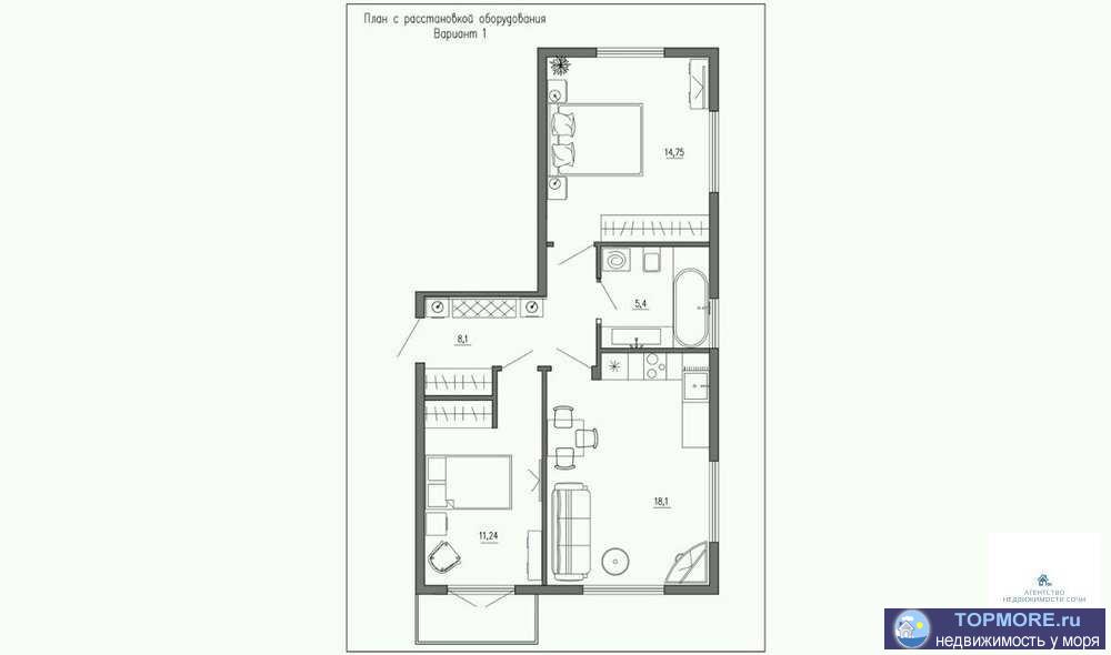 Продажа от инвестора. Комплекс 'Меркатто'. за кв. м. этажи с 5 по 10, есть возможность выбора квартир, все квартиры... - 1