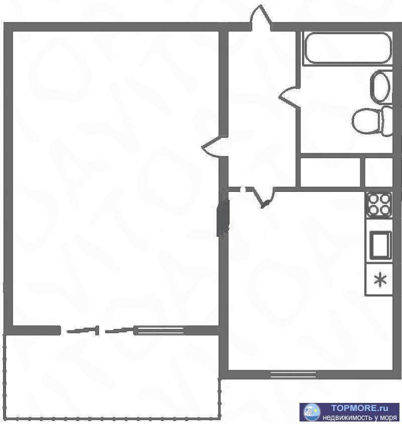 Лот № 147652. В продаже 1-комнатная квартира с балконом площадью 47,8 кв.м. в районе Раздольное.   Ремонт под отделку... - 2