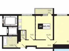 Лот № 155662. Продается отличная 2-комнатная квартира, 61 м 2, в...