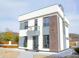 Коттеджный поселок из пяти домов находится на абсолютной равнине....