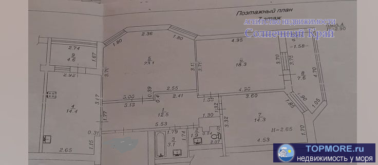 Продаётся 3-х комнатная квартира в Анапе. 100 кв.м. Дом монолит-кирпич, постройки 2002г. Шикарная планировка,...