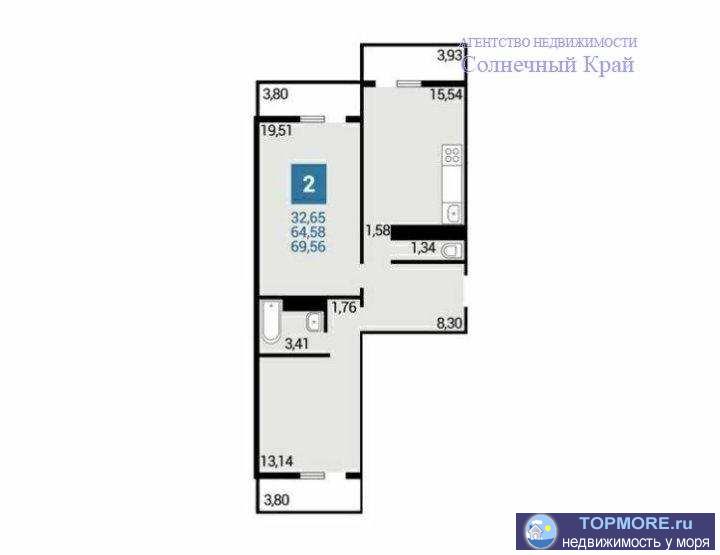 Продаётся 2-х комнатная квартира в Анапе, 76 кв.м. Распашонка видовая, вид на море и горы. Рядом школа, детский сад,...