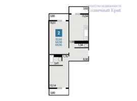 Продаётся 2-х комнатная квартира в Анапе, 76 кв.м. Распашонка...