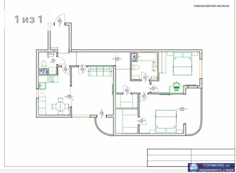 Лот № 165826. Продается отличная квартира в Адлере рядом с Курортным городком и ж/д вокзалом с современным ремонтом,... - 2