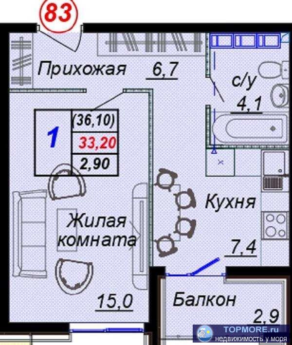 Лот № 166701. Продаю уютную квартиру в посёлке Дагомыс, город Сочи. жк находится в зелёной зоне рядом с рекой... - 1
