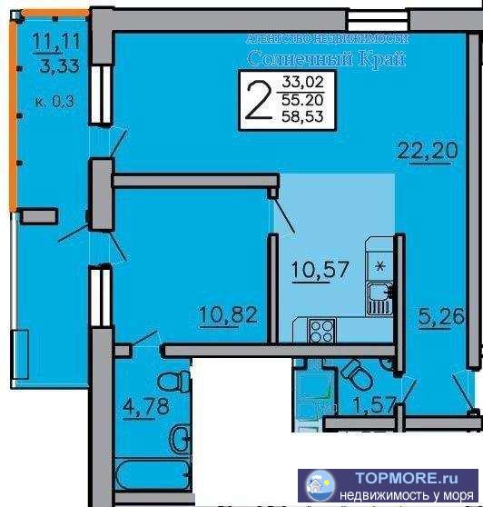 Продаётся ВИДОВАЯ (с видом на море и горы) 2-х комнатная квартира в г.Анапа, в ЖК 'Адмирал'. 66 кв.м. Индивидуальные...