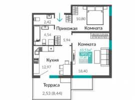 Продается двухкомнатная квартира с террасой в ЖК...