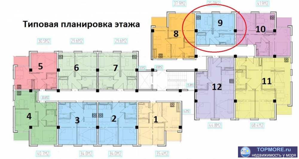 Лот № 166880. В продаже 1 комн. квартира на 6 этаже в центре. Общая площадь - 24 м2.  Локация: центр города! К морю... - 1