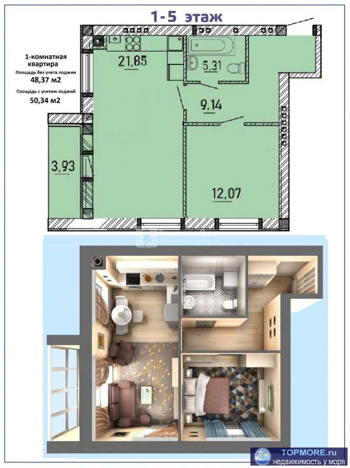 Продам 1-комнатную квартиру Европейской  планировки, 50,34 кв.м., 1/5 эт., ЖК Образцово, дом 145, Вокзальное ш., г....