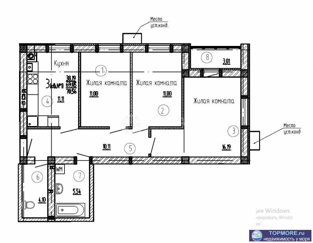 Продам 3-комнатную квартиру 58,57 кв.м., 5/5  эт., ЖК Образцово, Вокзальное ш. 147, г. Керчь. Теперь вы можете с...