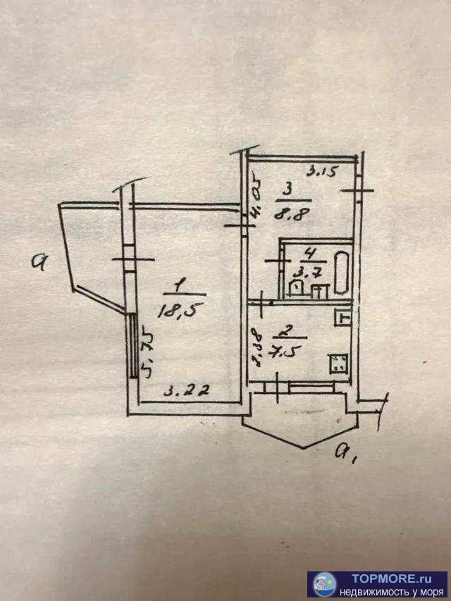 Продается уютная  квартира.  Хорошая планировка, с большой комнатой,  коридором (8,8 кв. м.) и возможностью расширить... - 1