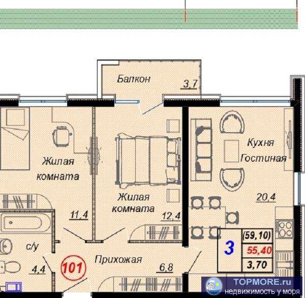 Лот № 184463. Продаю уютную квартиру в поселке Дагомыс, г. Сочи.Жилой комплекс располагается вдоль долины реки... - 2