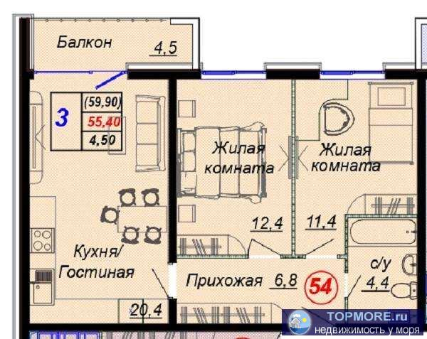 Лот № 184462. Продаю уютную квартиру в поселке Дагомыс, г. Сочи.Жилой комплекс располагается вдоль долины реки... - 1