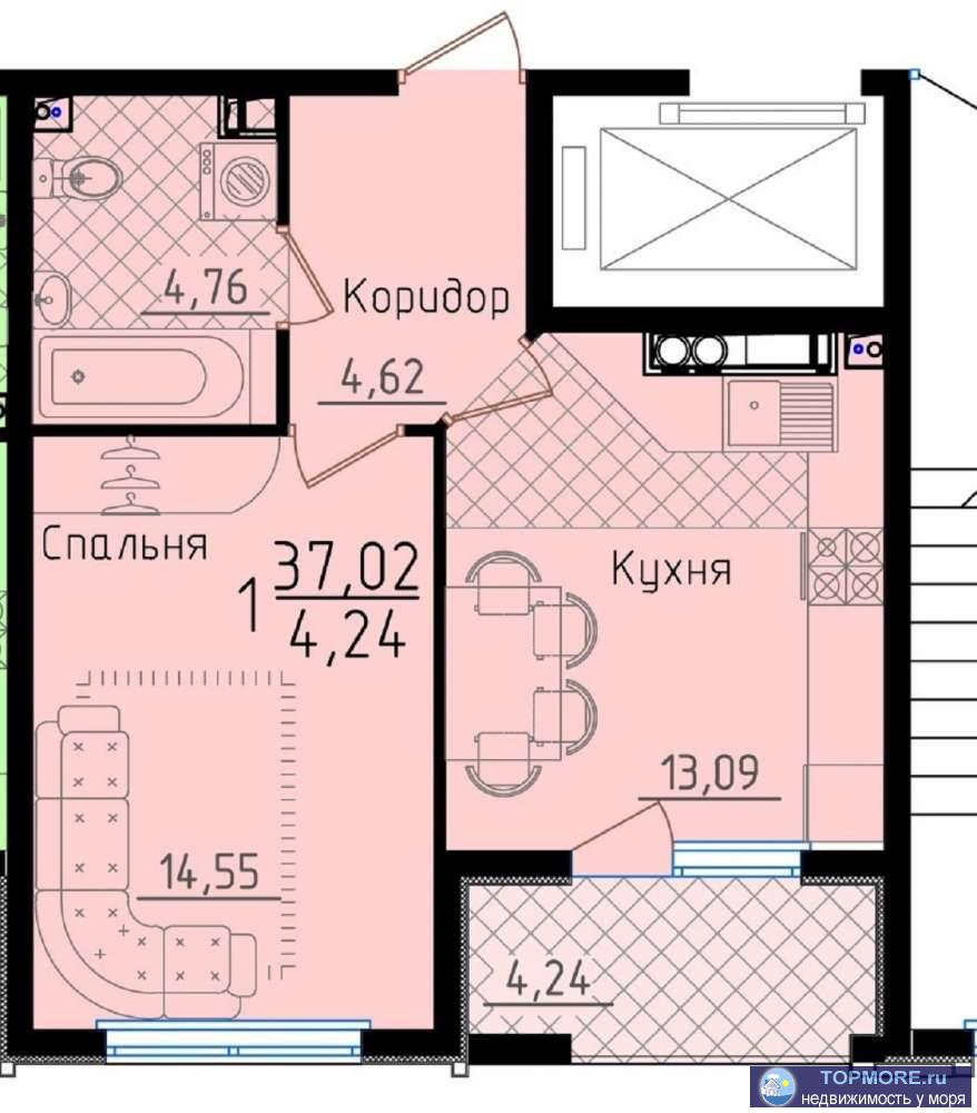 ЖК Горизонт, Продается светлая, уютная 1-комнатная квартира. В доме лифт. Автономное отопление. Закрытая придомовая... - 4