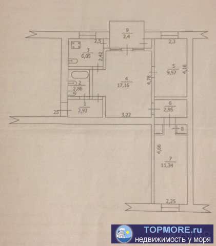 Продам 3х комнатную квартиру. Квартира в центре города Туапсе, ул. Комсомольская д.1. Квартира расположена на 4ом... - 1