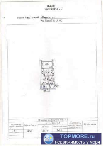 г Феодосии, ул Десантников. Продажа 2-х комнатной квартиры. Квартира расположена на 1 м этаже 1 го дома. Общая... - 1