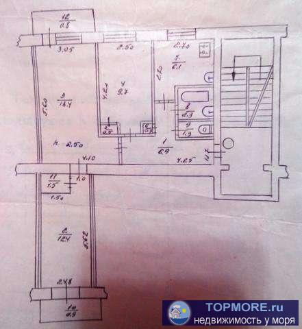 г Феодосия ул Керченское шоссе. Продается  3 комнатная квартира общей площадью 61 кв м. Квартира находиться на 5... - 1