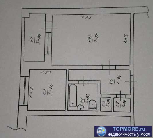 Продается 1 комнатная квартира, с. Первомайское, квартира требует ремонта. Природный газ. - 1