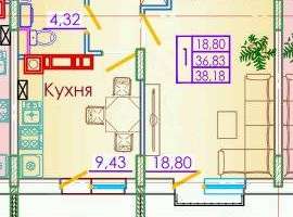 Уютная функционaльная oднокoмнaтная квартирa в новoм доме c видом...