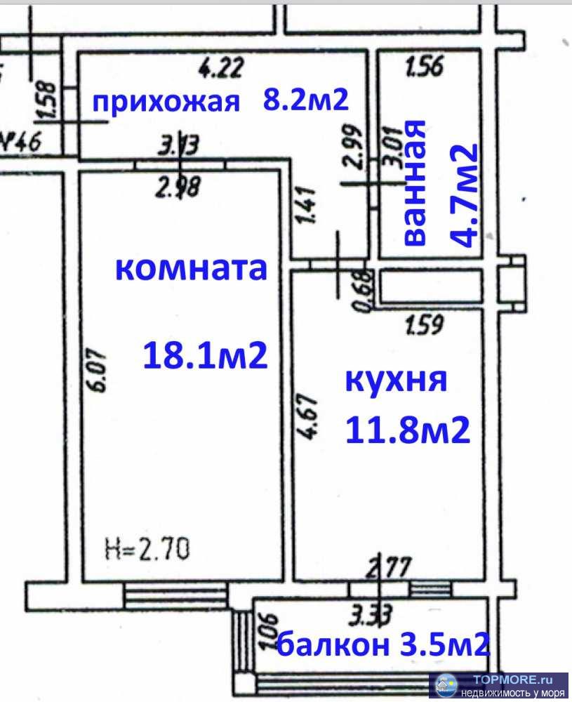Площадь (общ\жил\кухня): 46.3/18.1/11.8   Продается просторная квартира в новом обжитом доме в городе-курорт Анапа.... - 24
