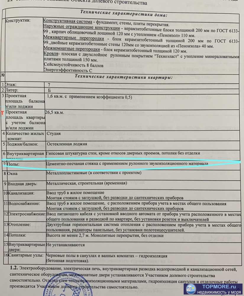 ИД 32102  Площадь (общ жил ):27.7/16.1/  Этаж/этажей в доме: 7/19  Продается квартира-студия в городе Анапа в 10... - 15